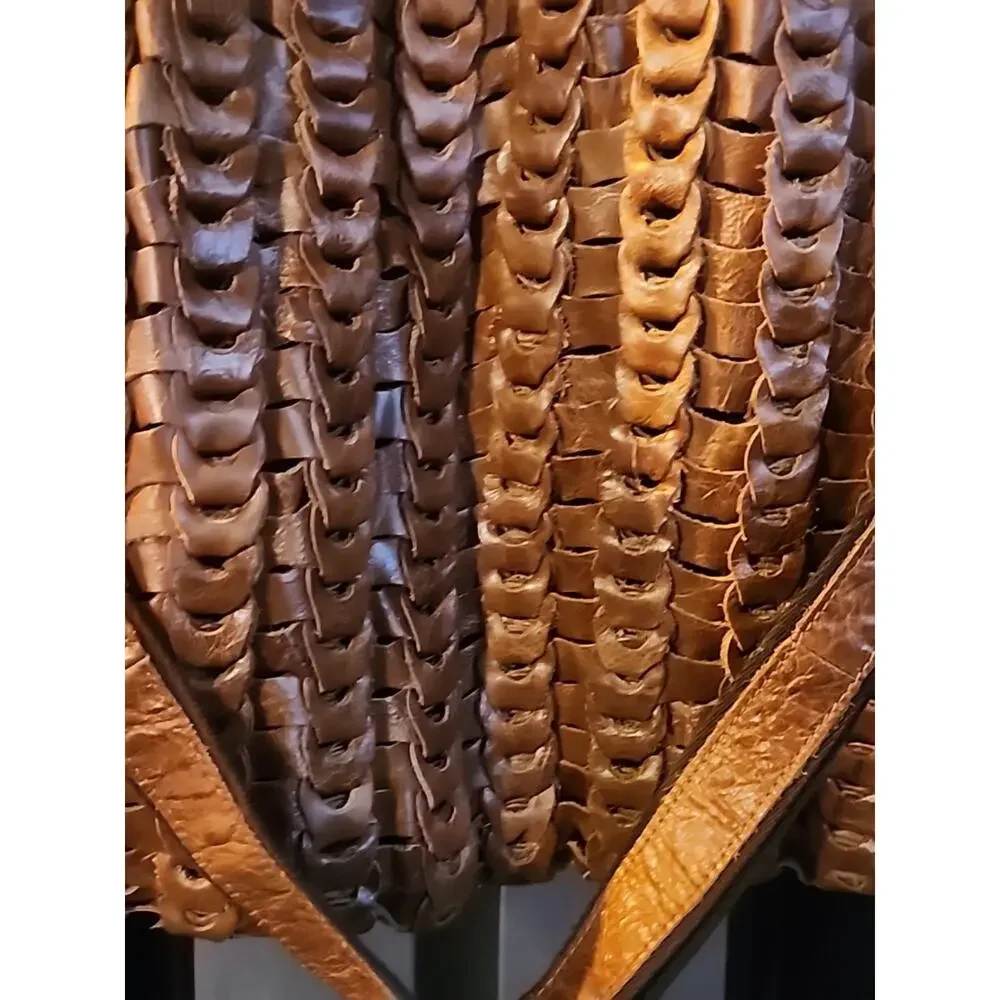 AMERI-LEATHER Large Brown Leather Tote Crossbody Shoulder Bag 15 x 16 - Picture 2 of 7